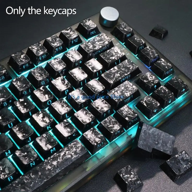 140pcs Keycaps Carbon Fiber Pattern Side Print Backlits for Mechanical Keyboard