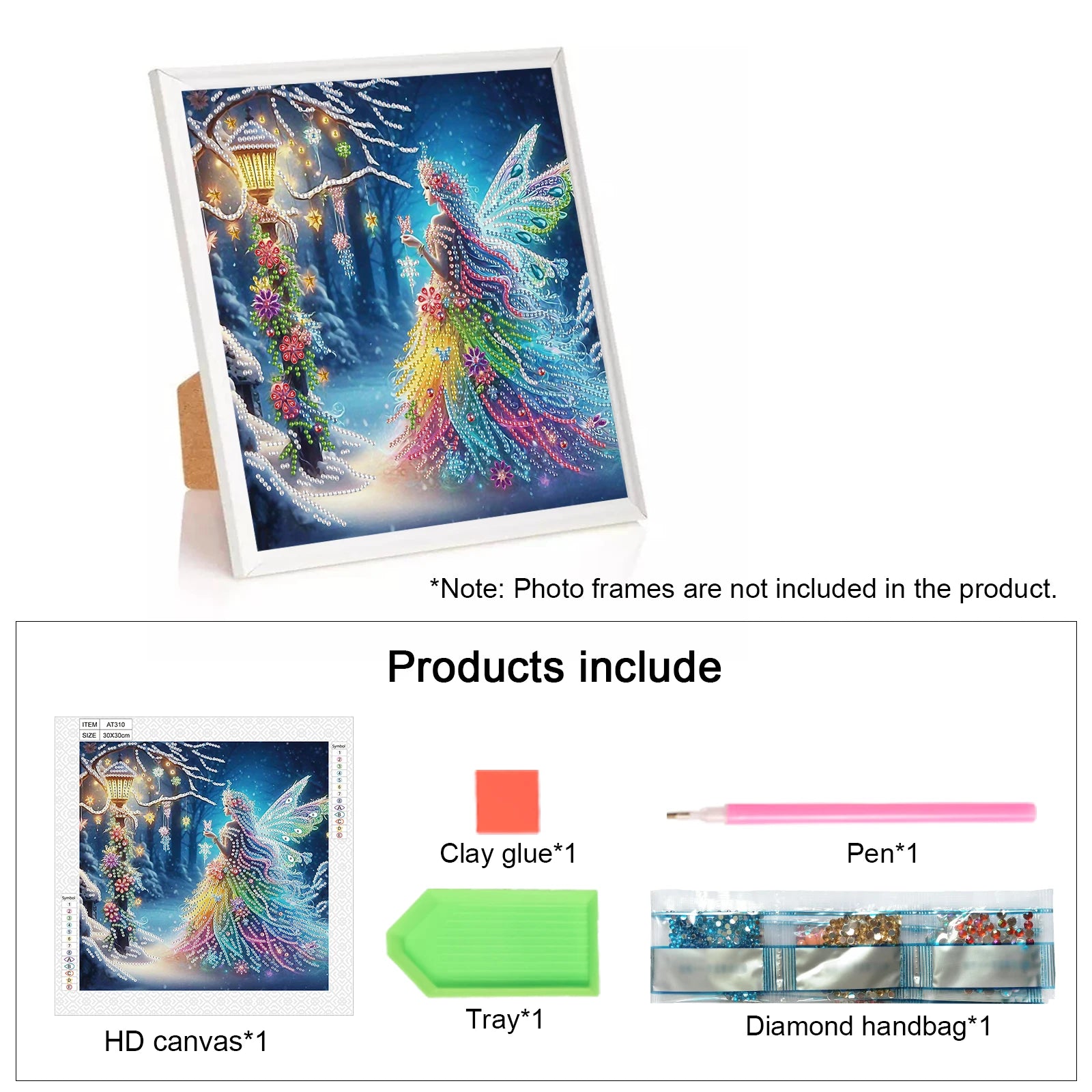 Diamond Art Painting Kits Snow Fairy,Special Shape Diamond Art for Beginners,Diamond Art Paintings Gem for Home Wall Decor Gift
