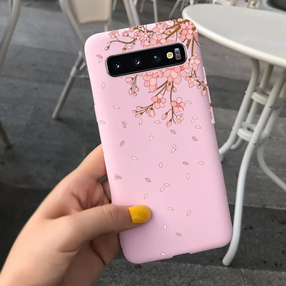 Silicon Case For Samsung Galaxy S10 Plus Phone Cover Samsung S10 S 10 S10e Flower Soft TPU Funda GalaxyS10 10e S10Plus Couqe