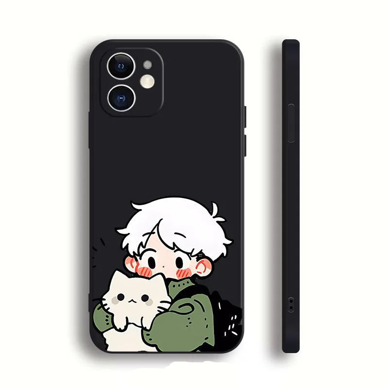 Girls Boys Couple Phone Case For IPhone 13 12 11 14 15 Pro XS MAX 7 8 Plus Mini X XR SE2 Cute Cartoon Cell Phone Cases Covers