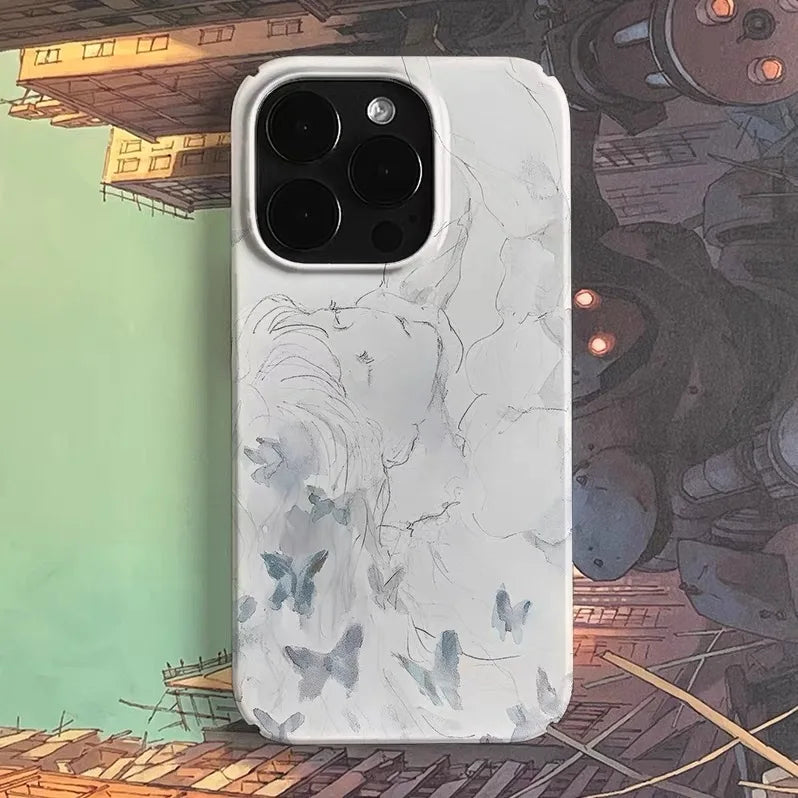 Blue and White Beautiful Butterfly Phone Case for IPHONE 17 Air 16E 15 PROMAX 14Plus 13 12 MINI 11 XR XS MAX Acrylic Phone Cover