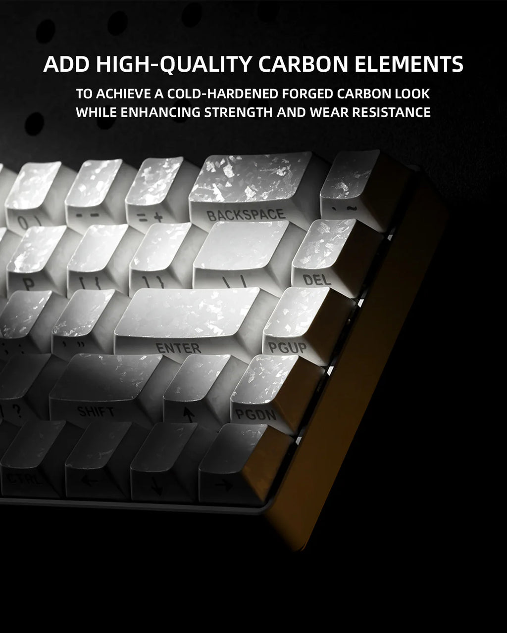 XVX White Forged Carbon Keycaps Side Print PBT Shine Through Key Cap Cherry Profile for 61/68/87/100 Keyboard 140 Keys