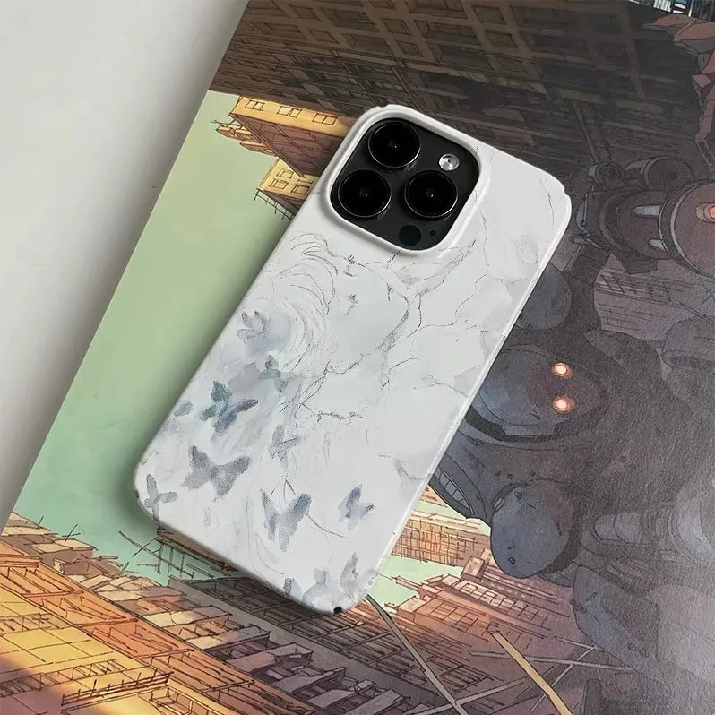 Blue and White Beautiful Butterfly Phone Case for IPHONE 17 Air 16E 15 PROMAX 14Plus 13 12 MINI 11 XR XS MAX Acrylic Phone Cover