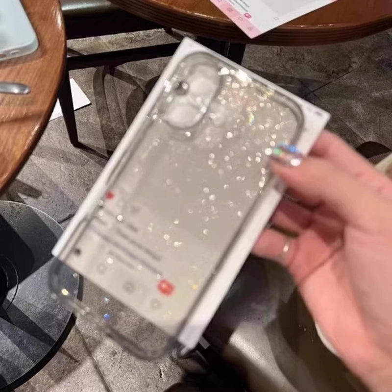 Luxury Glitter Clear Phone Case For iPhone 17 16 15 14 13 12 11 Pro Max Plus Women Girls Sparkle Shockproof Soft Bumper Cover